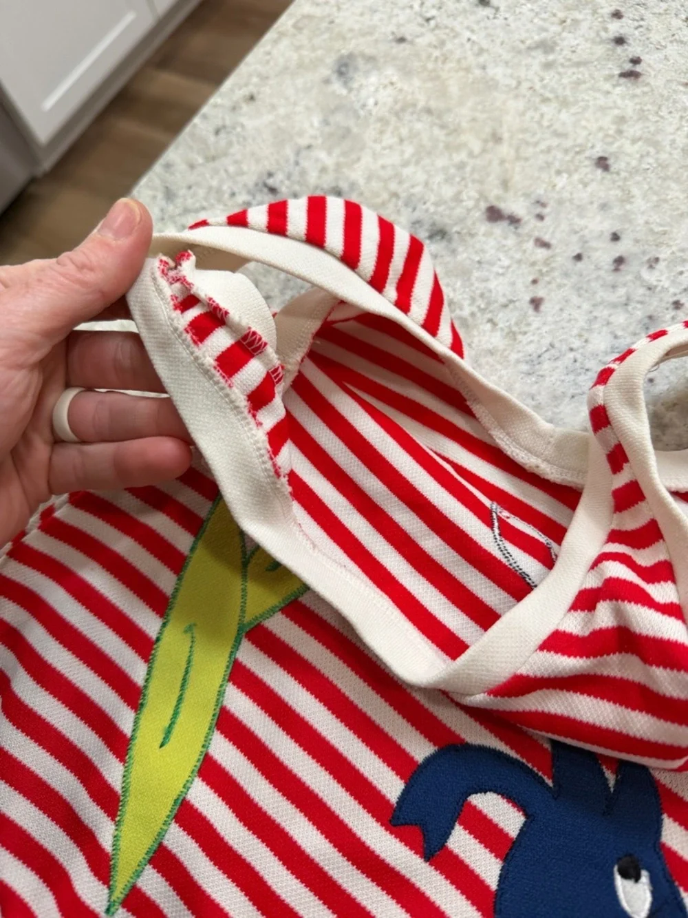 Rare Vintage 1960s Girls Swimsuit Red Striped Sea Creatures One Piece Size 6